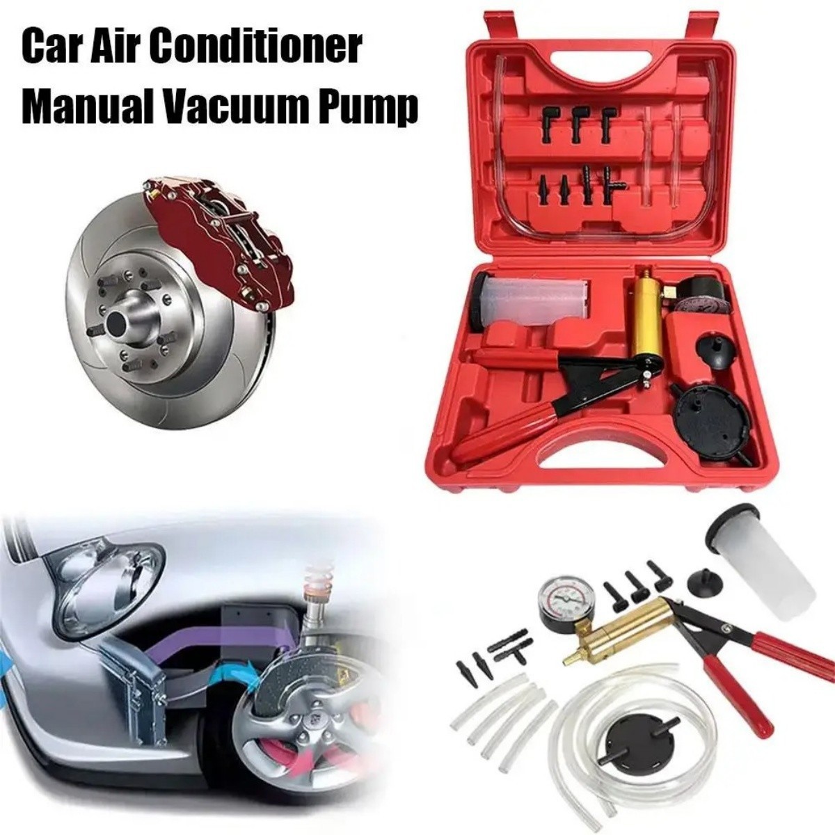 Hand Held Vacuum Pressure Pump Tester Set Brake Fluid Bleeder Bleeding Kit & Box