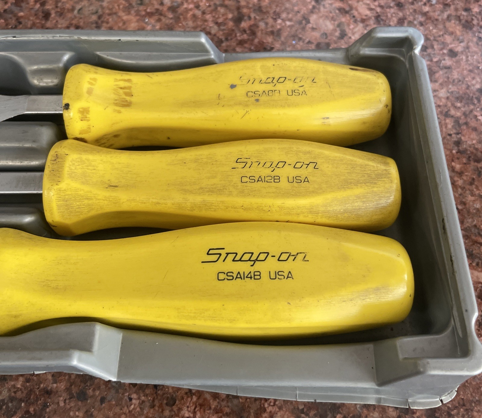 Snap-On Tools Gasket Scraper Set Yellow Grips CSA8B CSA12B CSA14B Rare Set