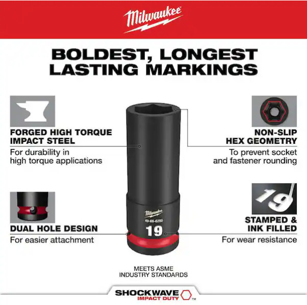New Milwaukee Tool 49-66-6803 1/2 In Drive Socket Set Metric 16 Pieces