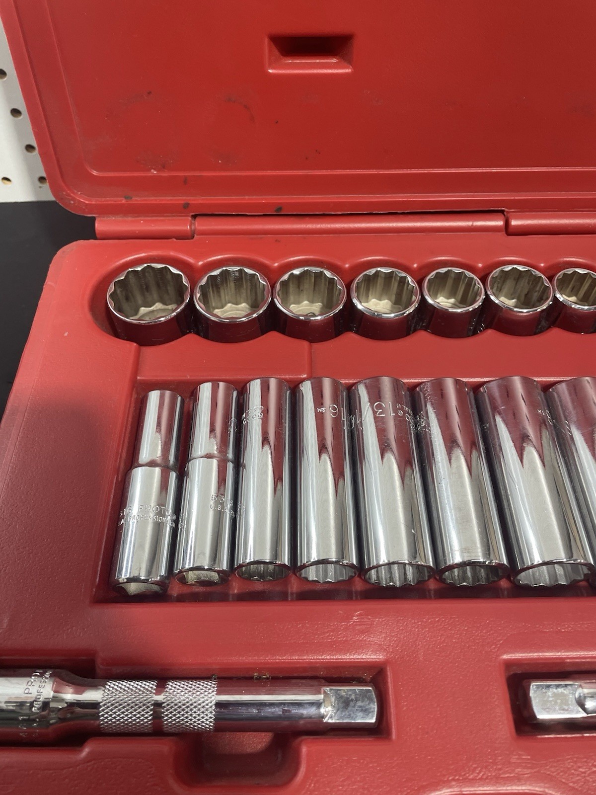 Proto J54126 1/2 Drive 12 Point Socket Set 30 Pc USA Stanley