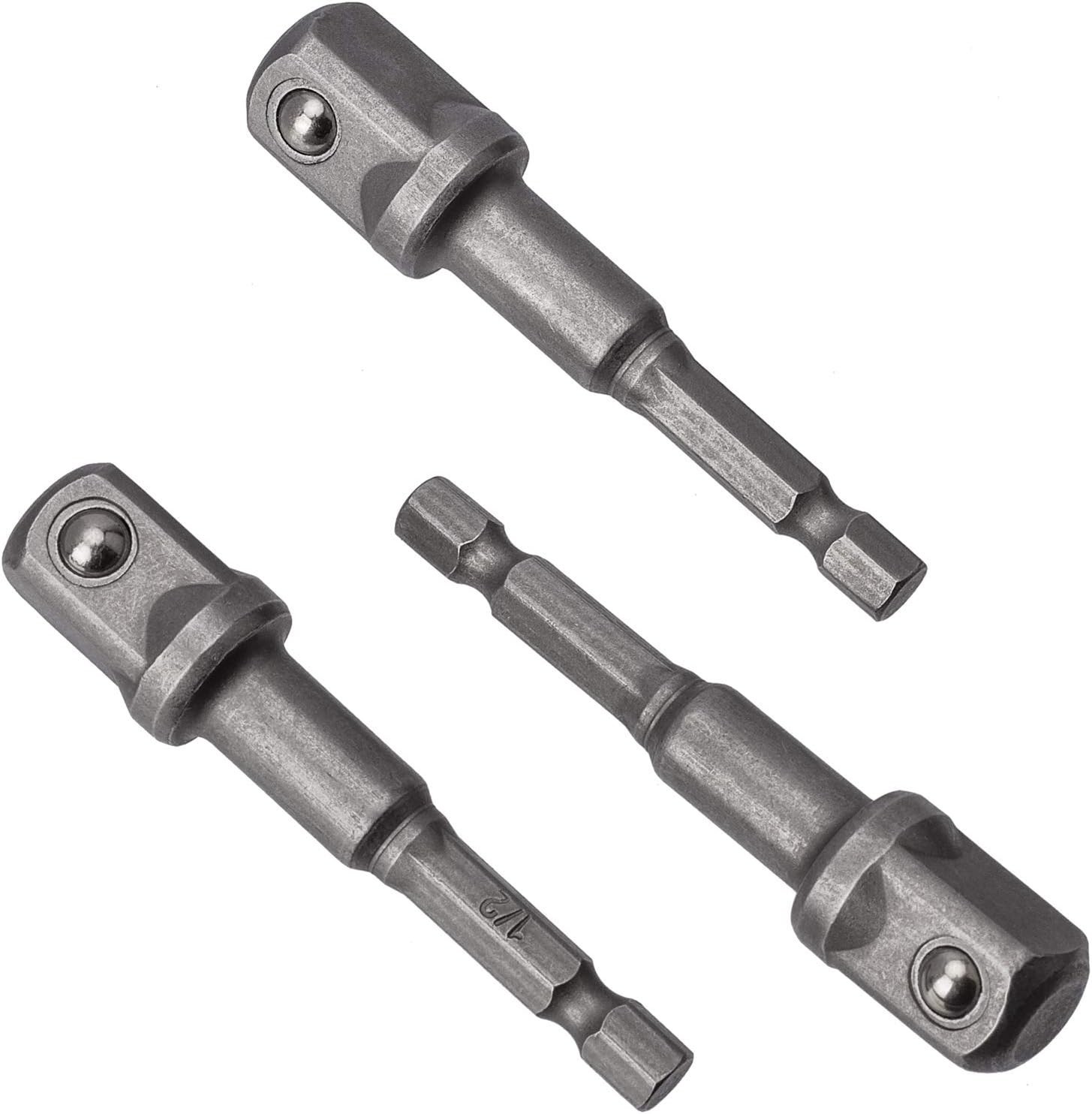 6 Pack Impact Driver Socket Adapter Set – 1/2 Inch Square & 1/4 Inch Hex
