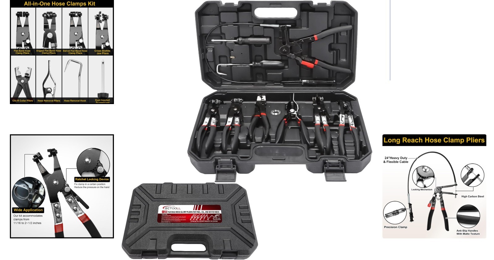 High-Quality 9pc Hose Clamp Pliers Set – Corrosion-Resistant & User-Friendly