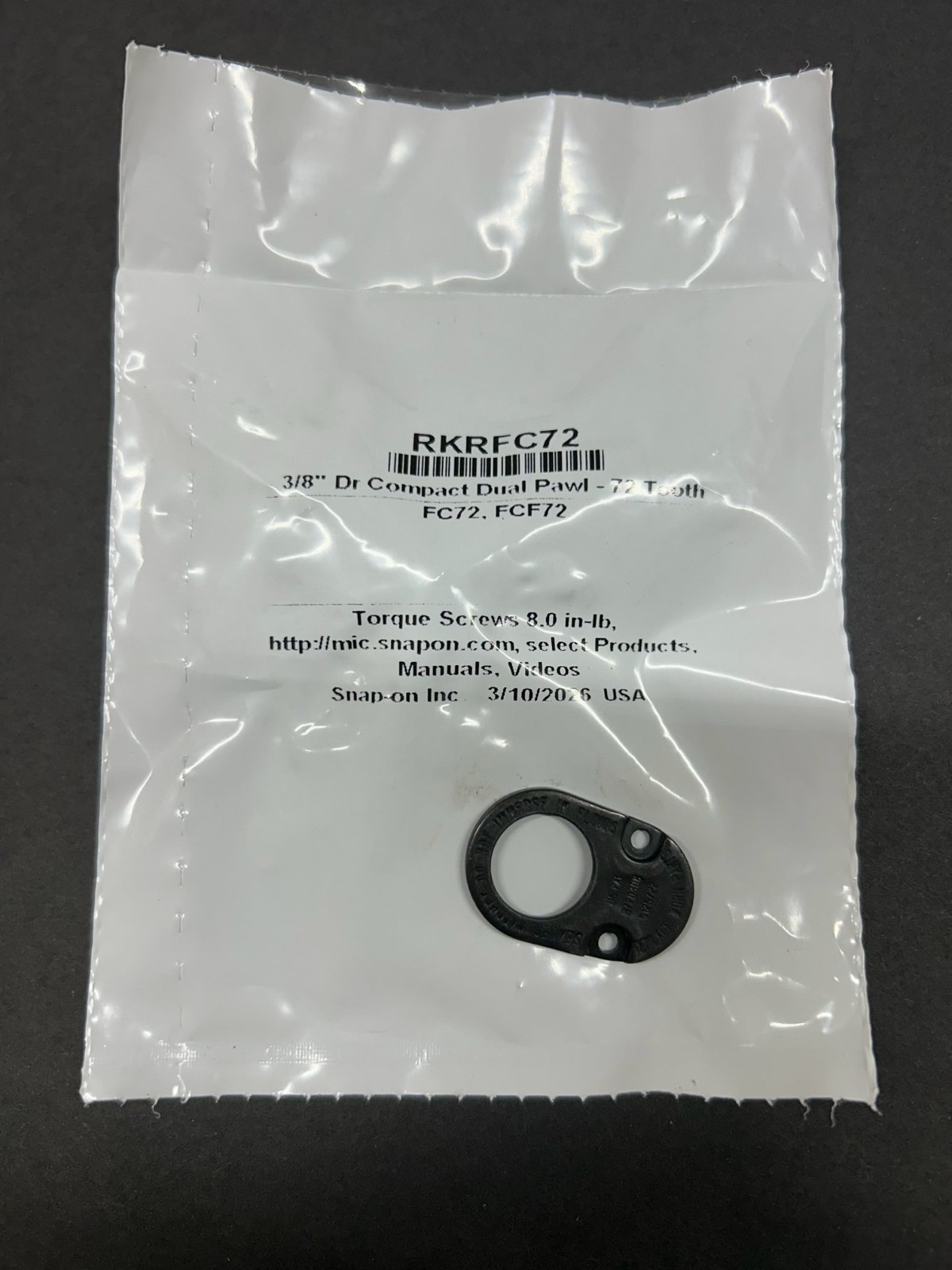 NEW Snap On Tools 3/8″ Compact Dual Ratchet Repair Kit RKRFC72 & COVER PLATE