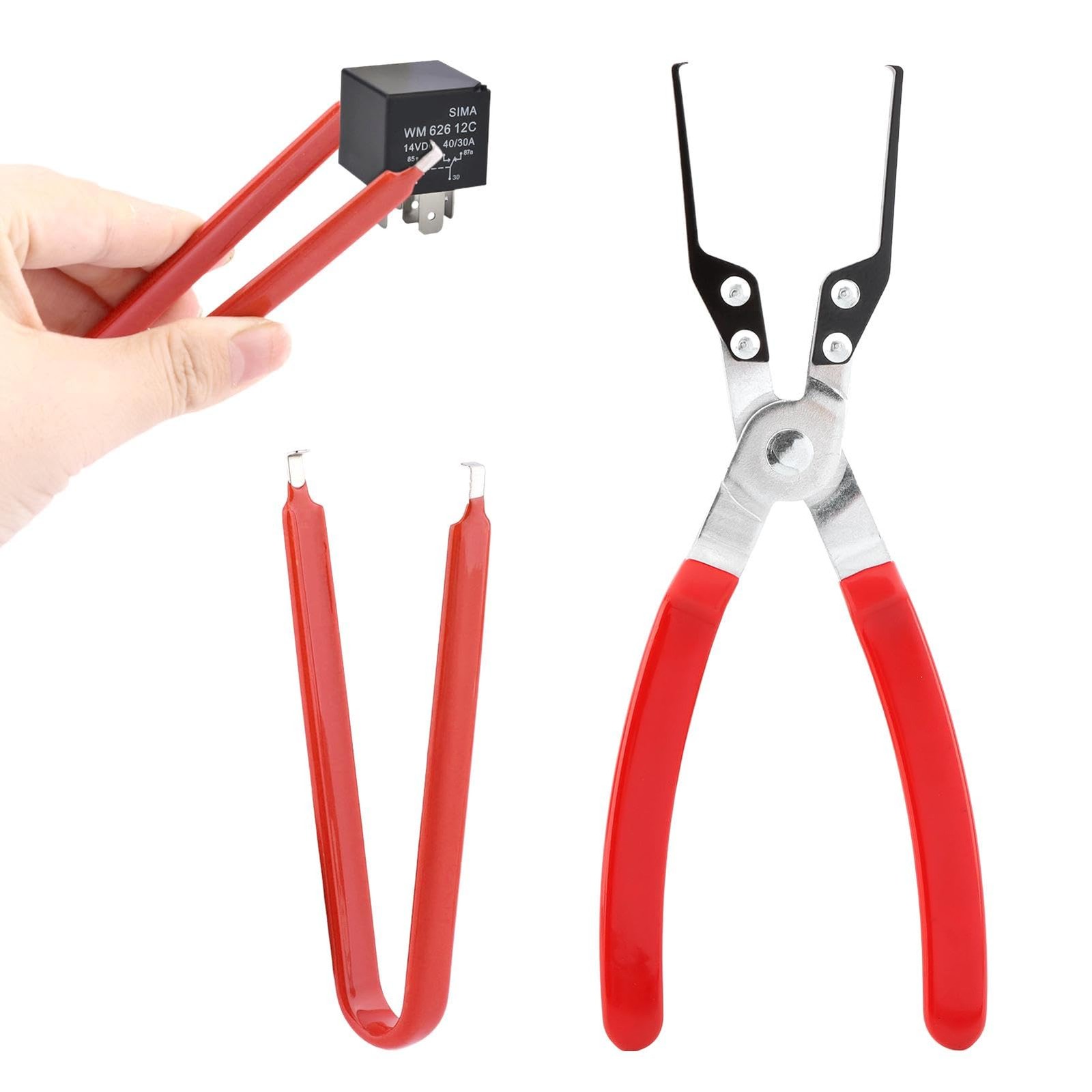 Relay Puller Pliers with Fuse Remover, Automotive Extractor Tool Red