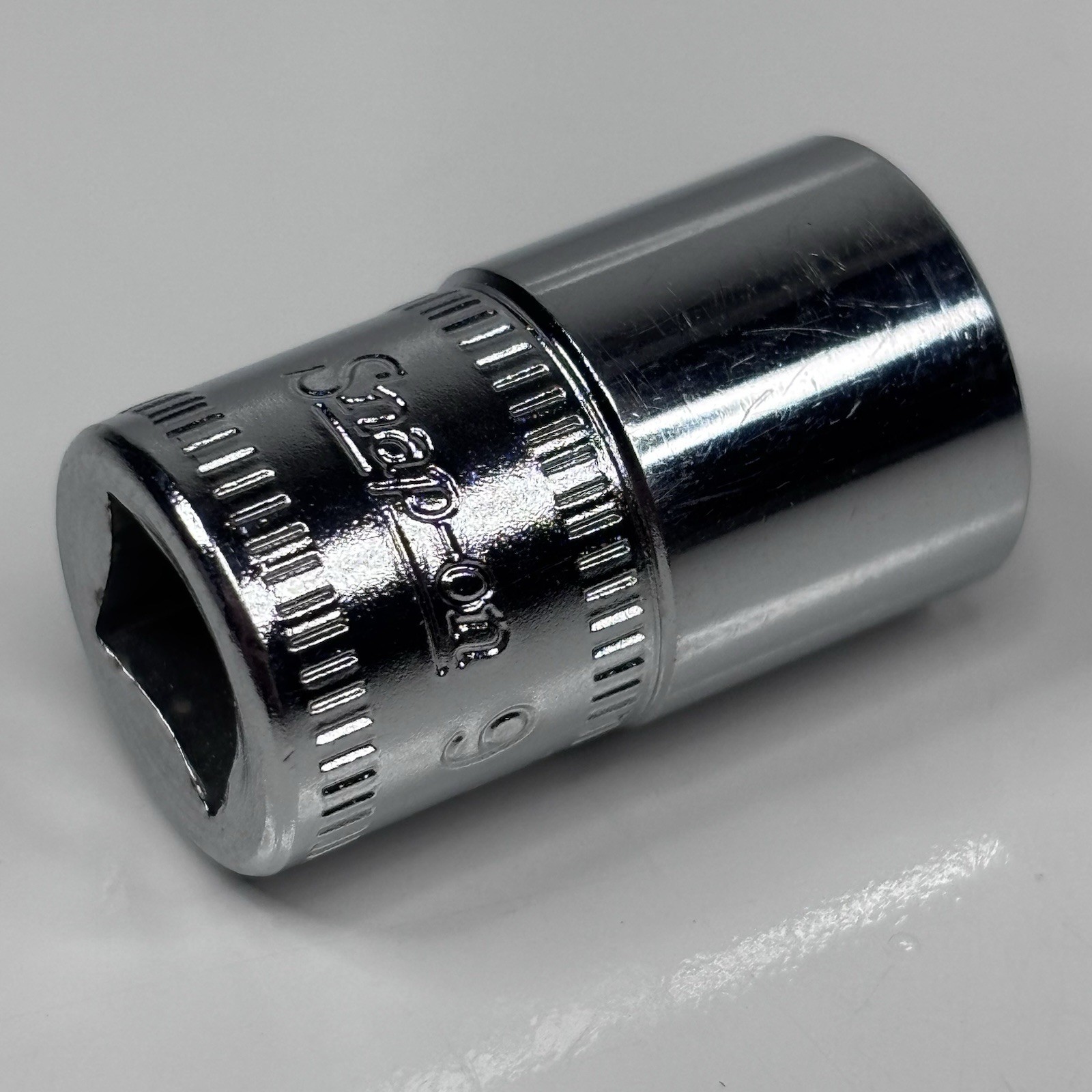 Snap On TMM9 1/4 Dr 6Pt Metric 9mm Flank Dr Shallow Chrome Socket USA 1984 MINT