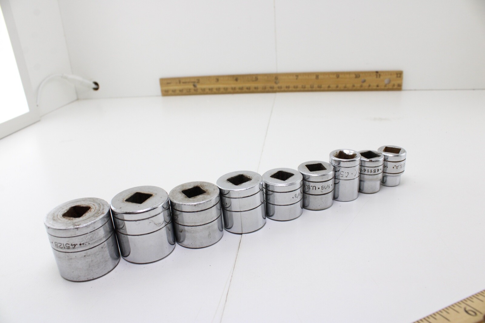 S-K Tools 45128-45112 7/8″-3/8″ 3/8″ Drive 9 Piece 12/6 Point Sockets Set USA