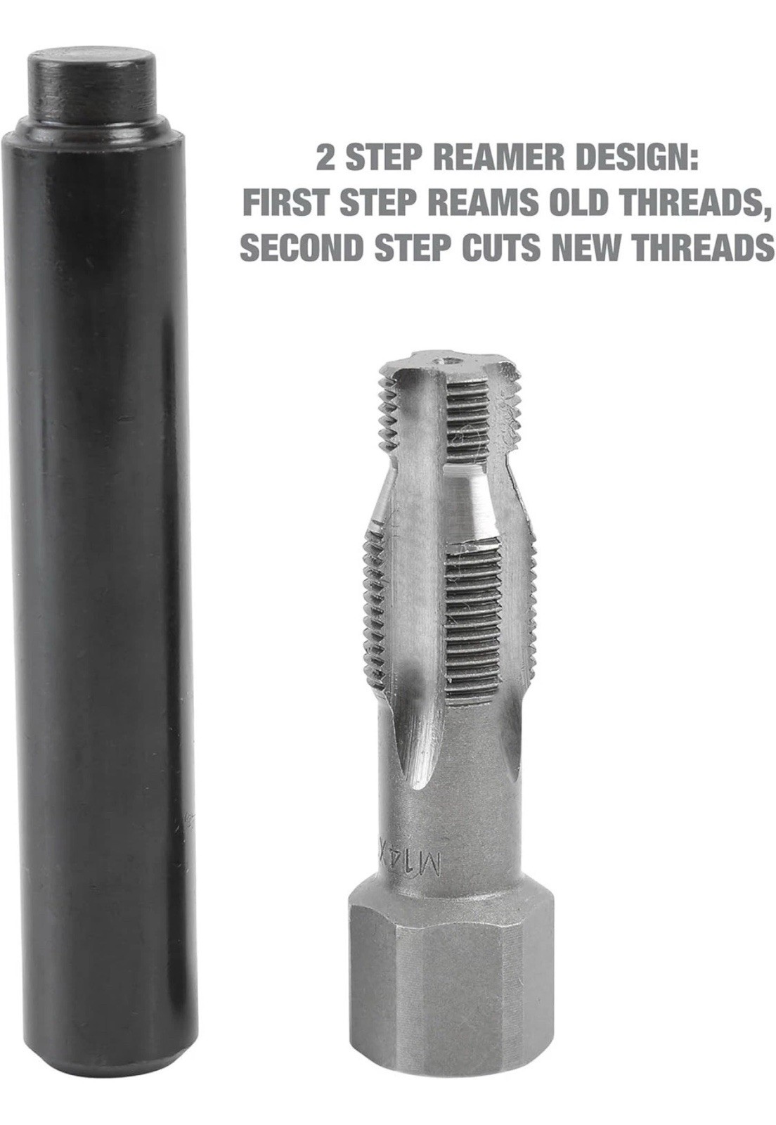 25647 5-Piece Spark Plug Saver, M14-1.25 Thread Reamer and Thread Inserts, In…