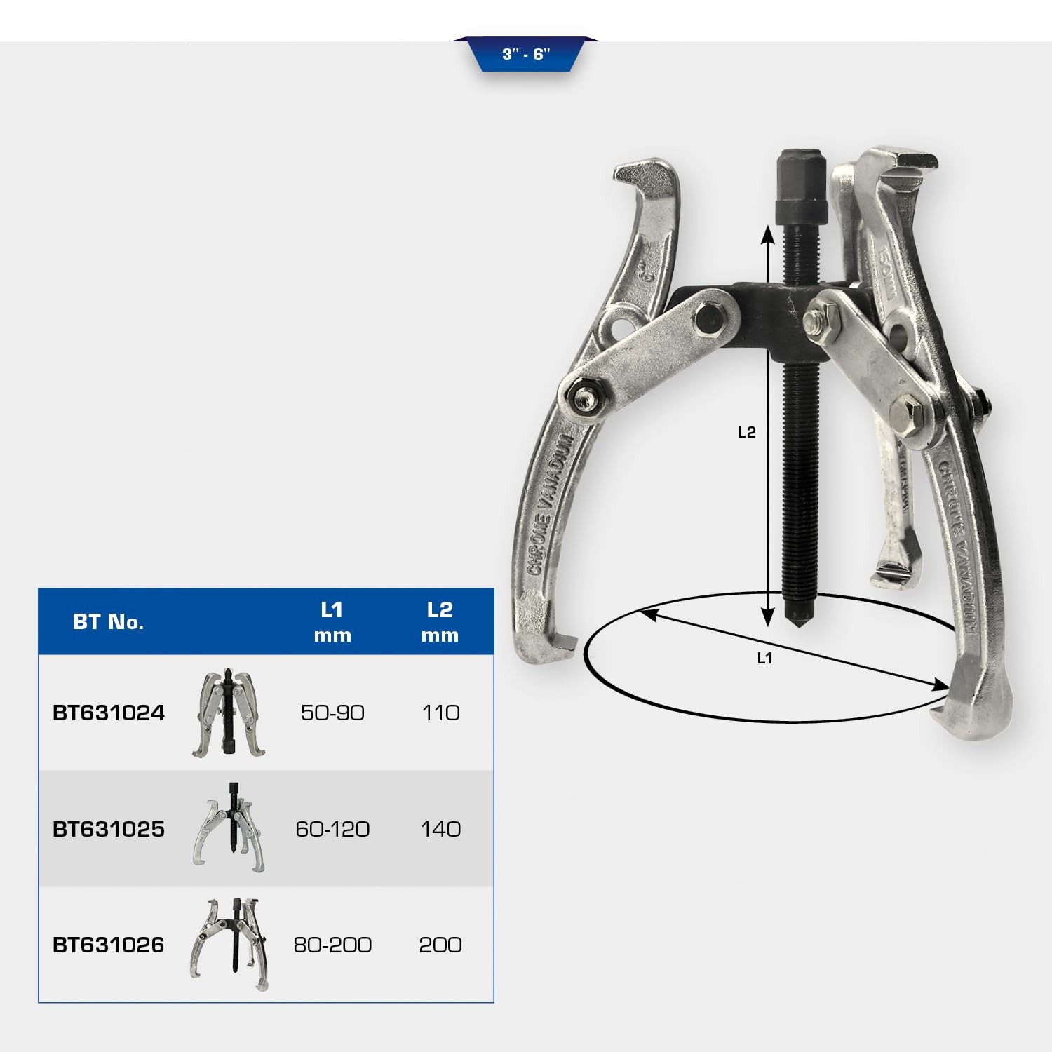 BT631025 Universal 3Arm Puller, 4″ Powered by KS TOOLS