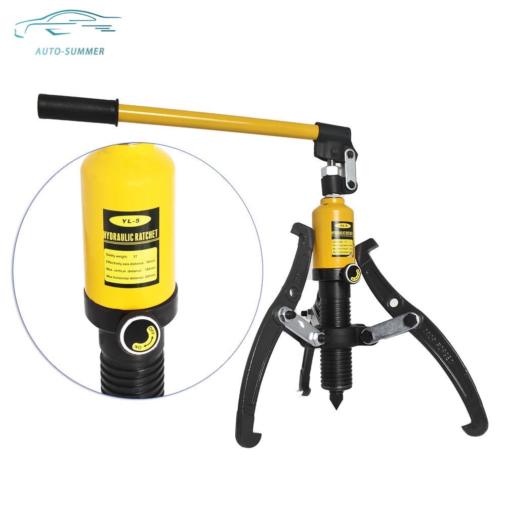 5T Hydraulic Bearing Gear Puller Wheel Hub Puller Separator Garage Tool 3-Jaws