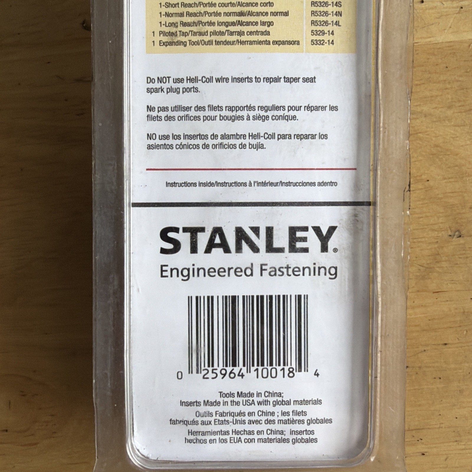 Napa x Stanley Helicoil Thread Spark Plug Port Repair Kit M14x1.25 770-3223