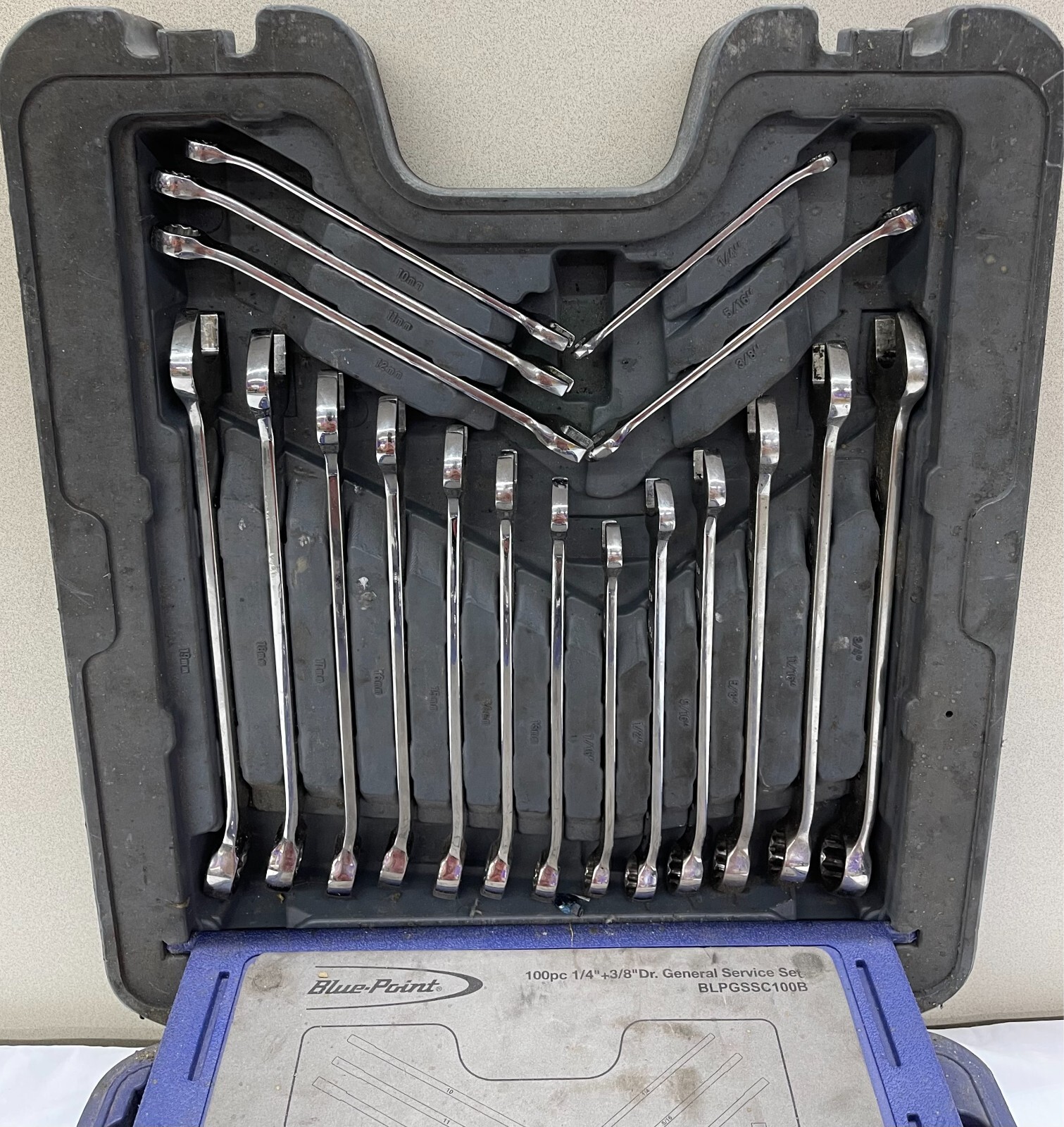 Blue Point 100pc 1/4″ & 3/8″ Dr General Service Set BLPGSSC100B (MISSING 9PCS)