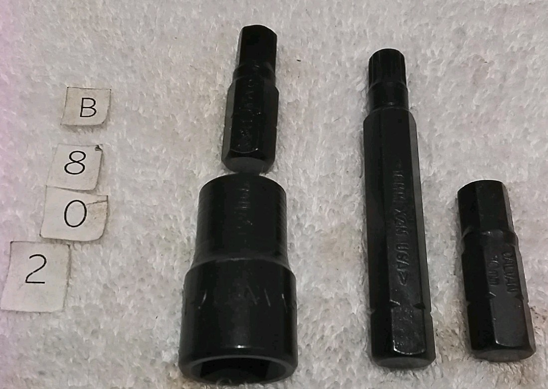 4pc CAL-VAN #117 1/2″DR ×7/16″ HEX BIT HOLDER &9mm×10mm HEX&10mmTRIPLE SQUARE