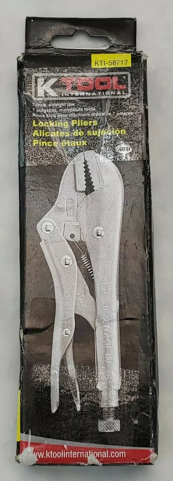 7″ Straight Jaw Locking Pliers Steel, Adjusting Screw, Quick Release Trigger