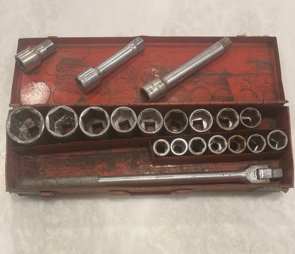 Pro Socket Set: 3/4 in Drive SAE 3/4 to 2”, Breaker Bar, 3 Extensions VTG. JAPAN