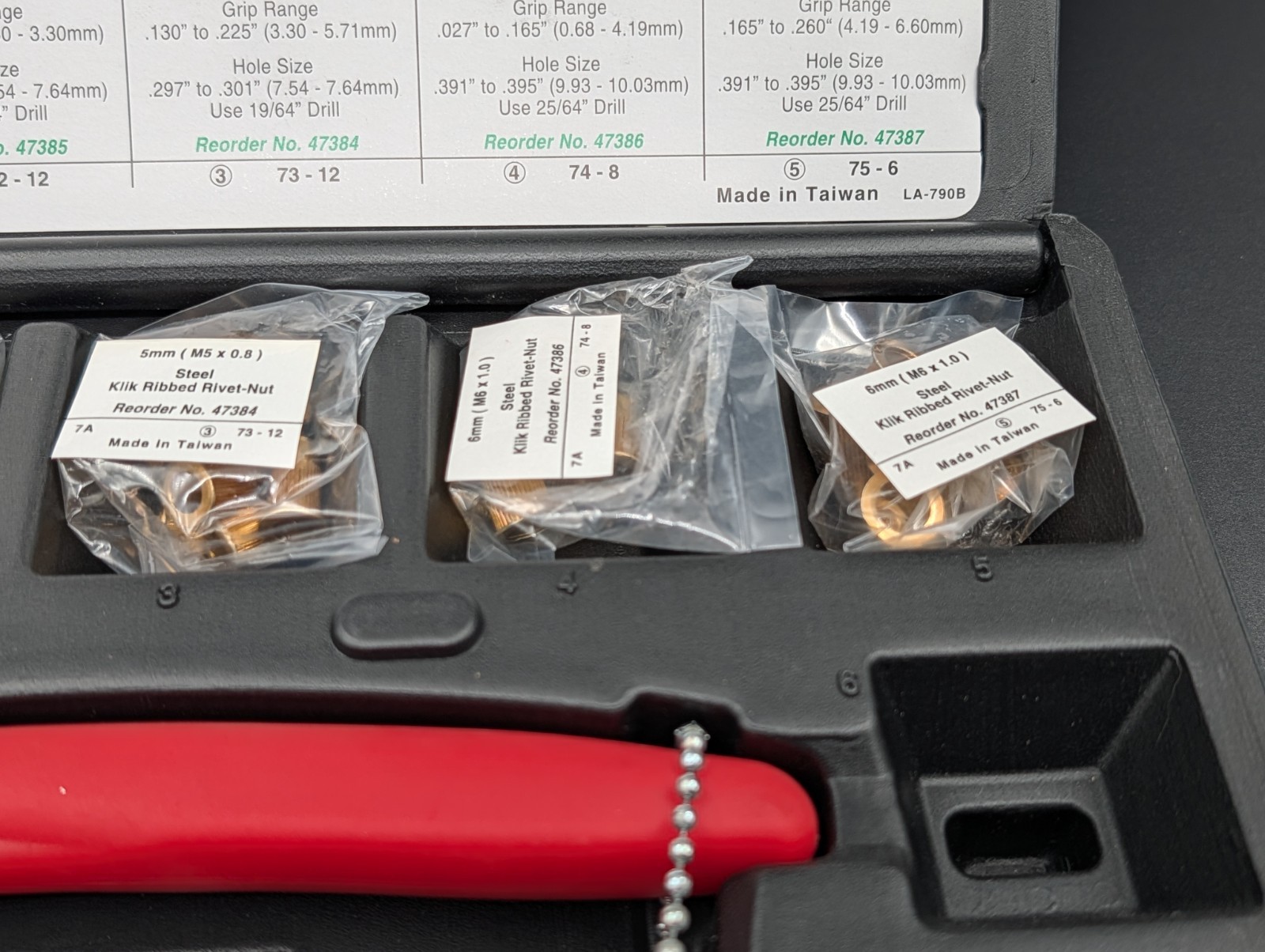 Marson Metric Ribbed Rivet Nut Kits M39316 – USED ONCE – FREE SHIPPING