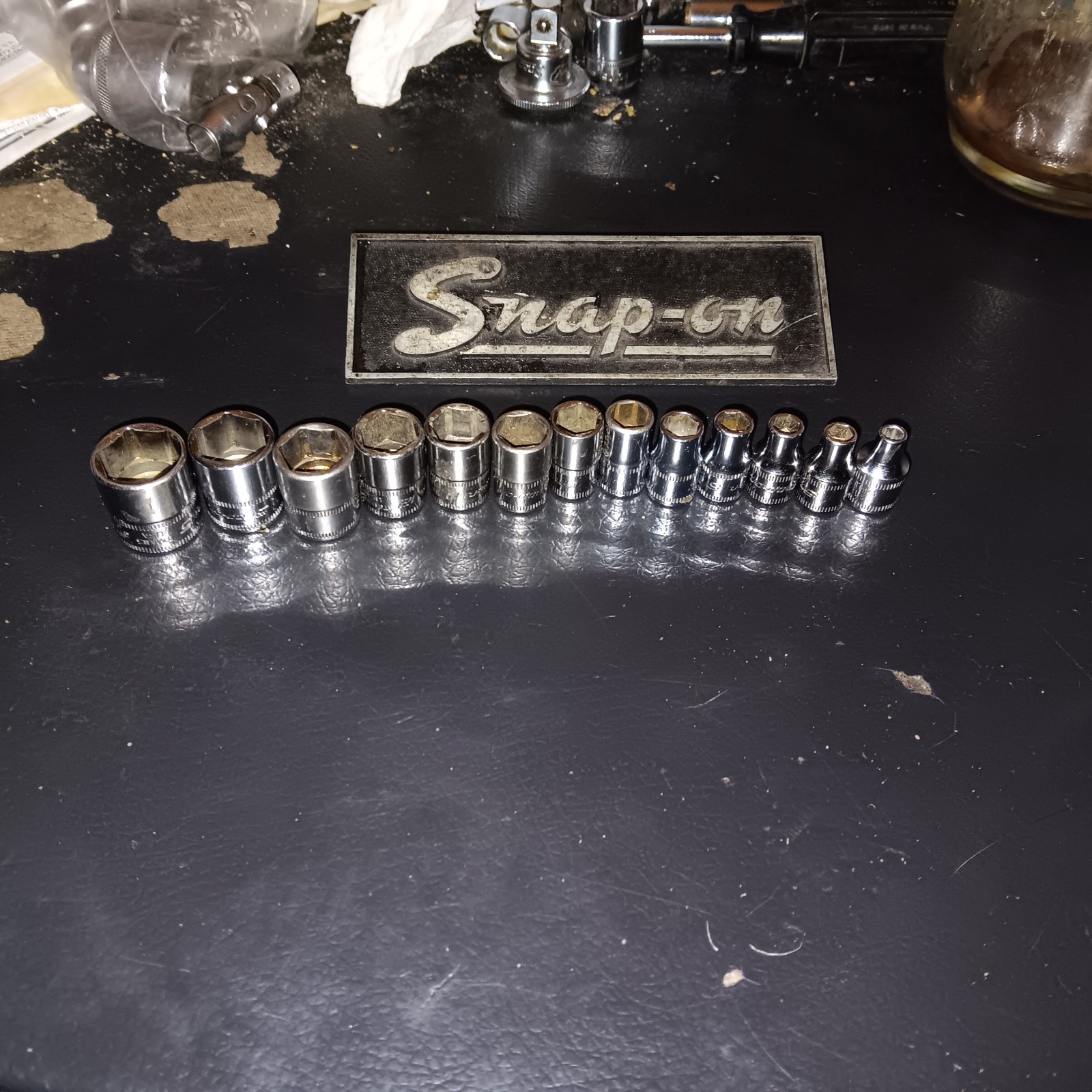 Snap On METRIC Socket Set 1/4″dr 4-15mm (13pcs) VG COND 6pt TMM4-TMM15 #113TMMY