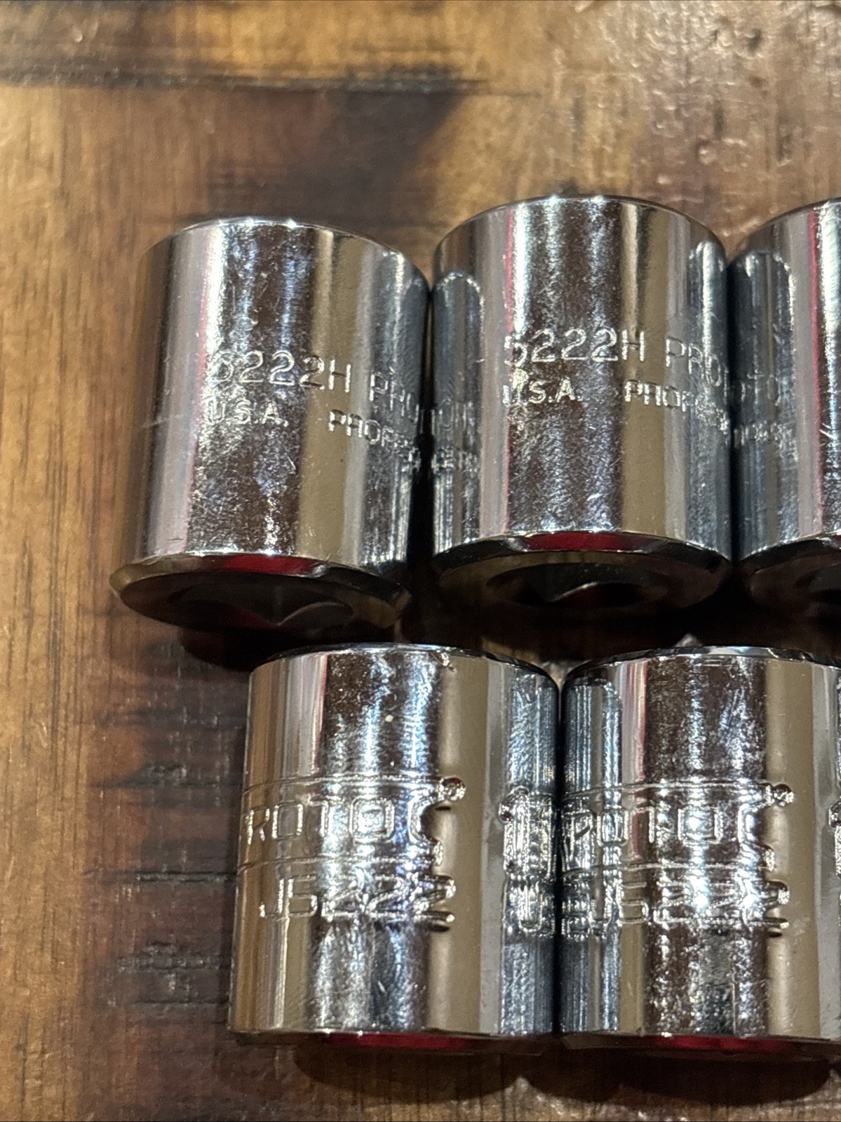 Proto 11/16” Lot Of 9 Pieces 3/8″ Drive 6 & 12 Point Shallow Sockets USA SAE
