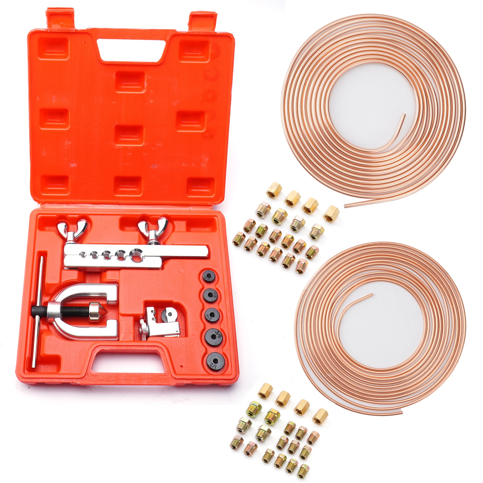 25ft 3/16 + 1/4 Copper Coated Brake Line & Double & Single Flaring Tool New