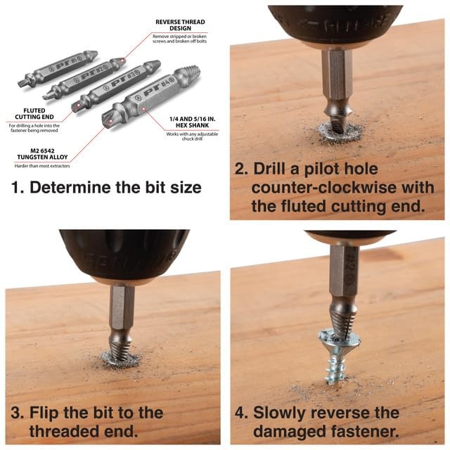 Performance Tool W491 X-Trax Screw Remover Set (4 Pieces) – Removes Stripped …
