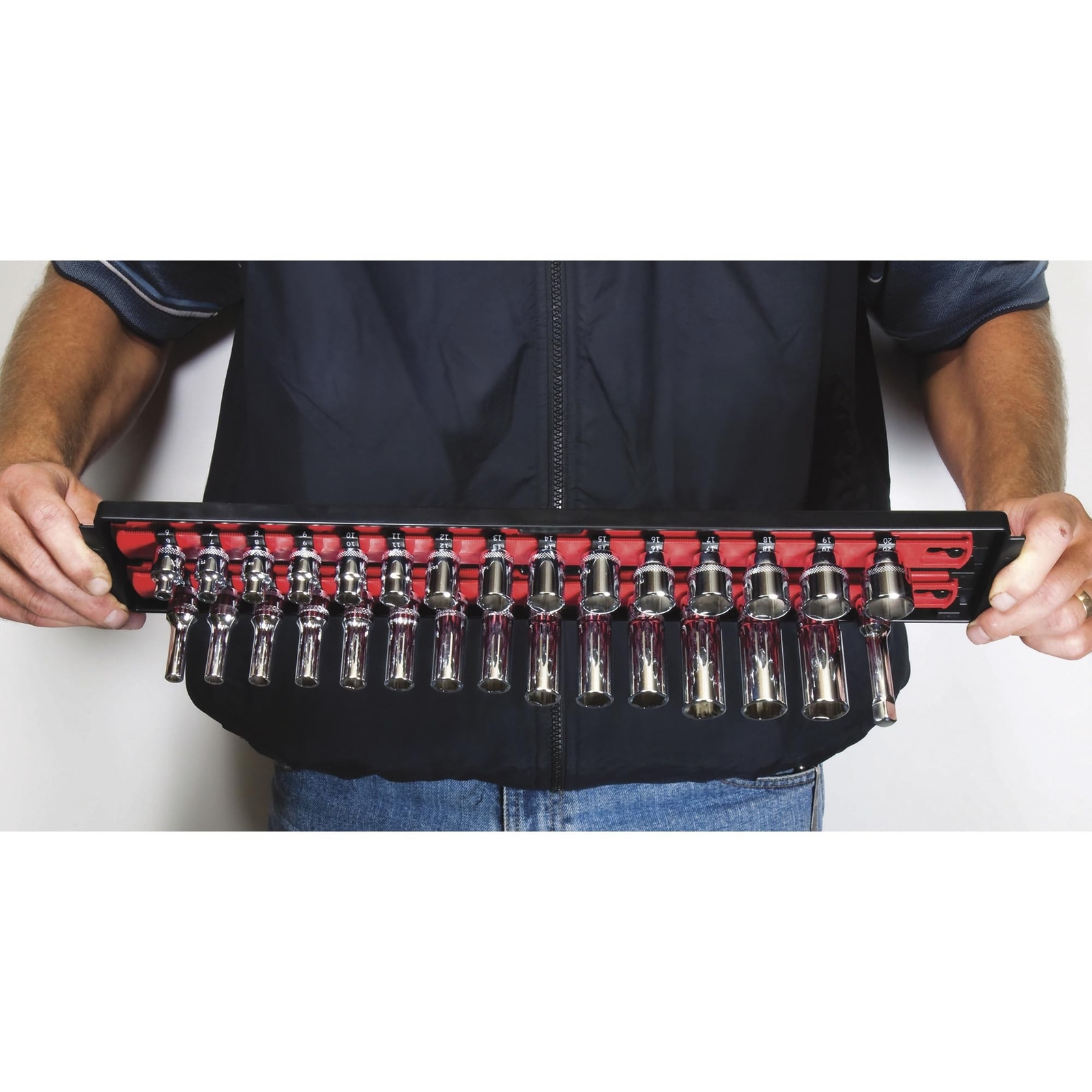 Ernst Manufacturing 18-Inch Socket Boss 2-Rail 1/2-Inch-Drive Socket Organize…
