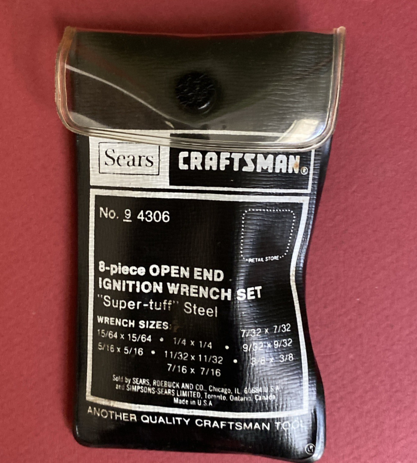 Craftsman USA 8-Pc Open End -V- Ignition Wrench Set 4306 Super-tuff 90° Offset