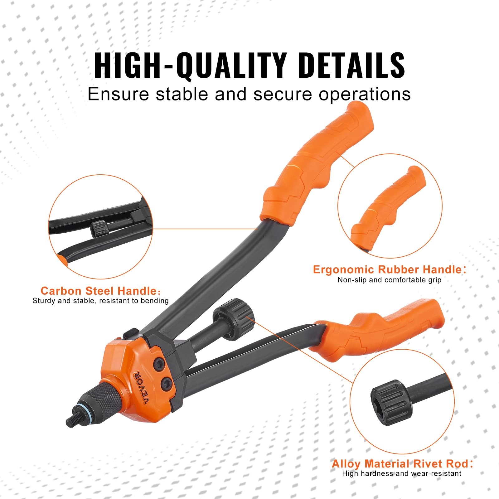 VEVOR 16″ Rivet Nut Tool, Labor-Saving Rivnut Tool Kit 16″, Orange & Black
