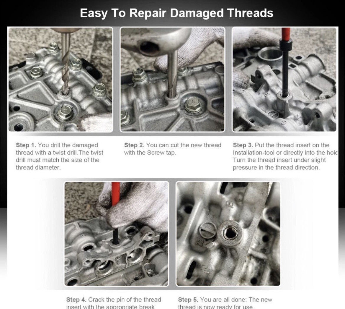 M5 M6 M8 M10 M12 Helicoil Thread Repair 131Pcs Set & Metric Rethreading Tool Kit