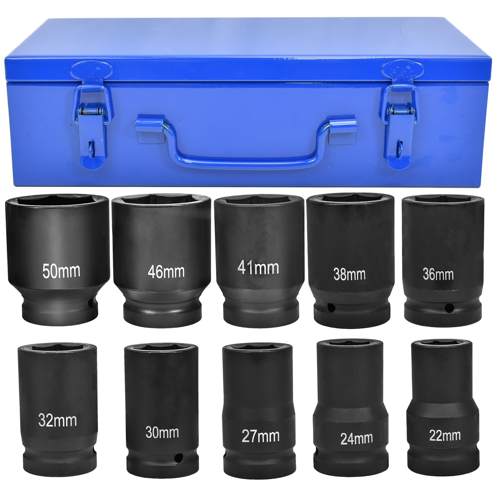 10PC 1″ ONE INCH DRIVE DR DEEP BIG SIZE AIR BLACK IMPACT SOCKET WRENCH TOOL SET