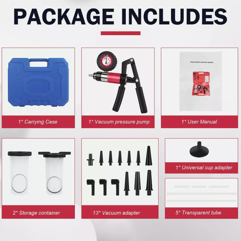 23PCS Hand Held Vacuum and Pressure Pump Tester Tool with Box Brake Bleeder Kit