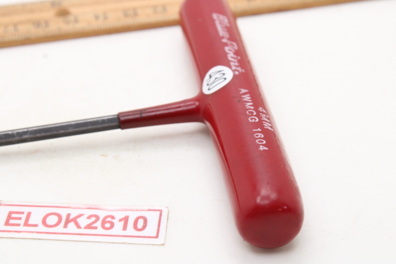 Blue-Point AWCG1604 4mm 6 Point Red Rubber Handle Hex Allen Key T Handle USA