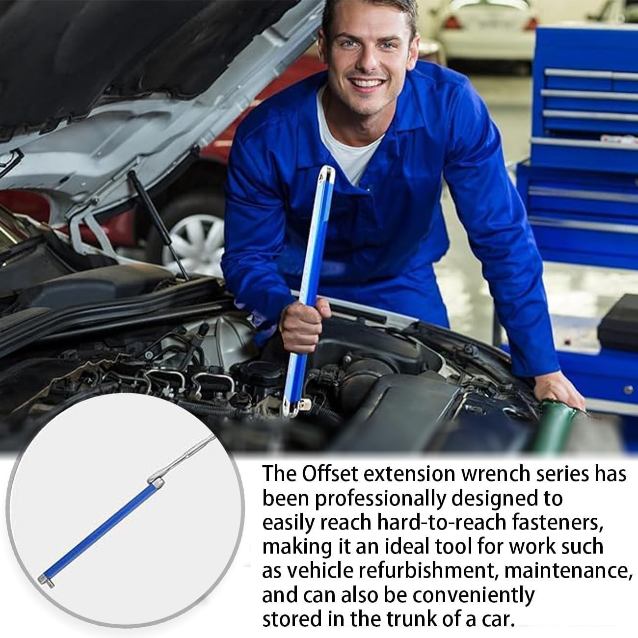Ratchet Spanner Wrench Set Metric and Imperial System Offset Extension Tool