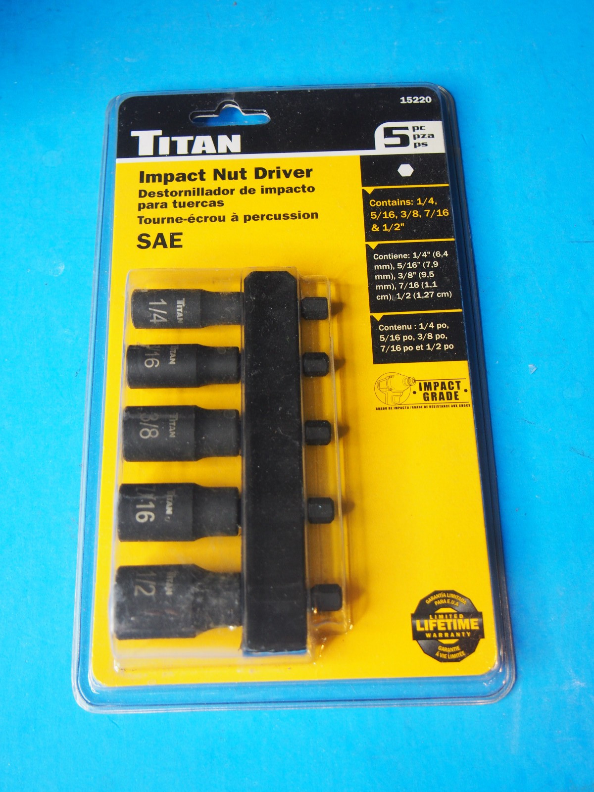 Titan 15220 SAE Impact Grade Nutsetter Set (5 Pieces) Nut Driver 1/4″-1/2″ Size