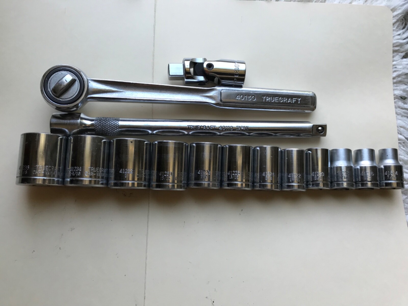 Truecraft Socket Set 1/2” Drive,-7/16,1/2,9/16,5/8,11/16,3/4,13/16,7/8,15/16,1,+