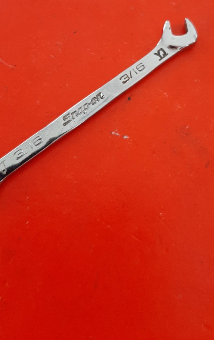 Snap-on Tools 3/16″ 15°/60° Offset Open-End Ignition Wrench DS1212A Engraved 105