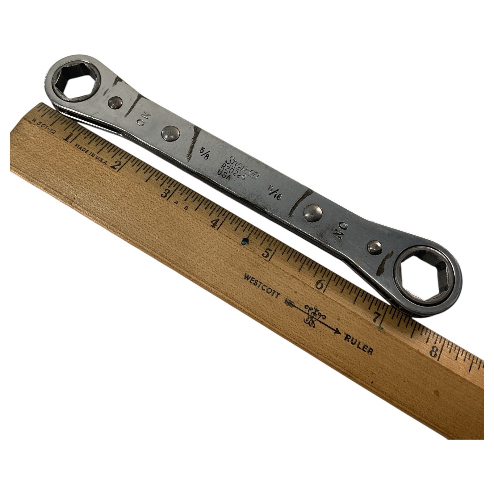 Snap-On Ratcheting Box Wrench R2022S 5/8″ X 11/16″ SAE 6pt USA Grind Marks