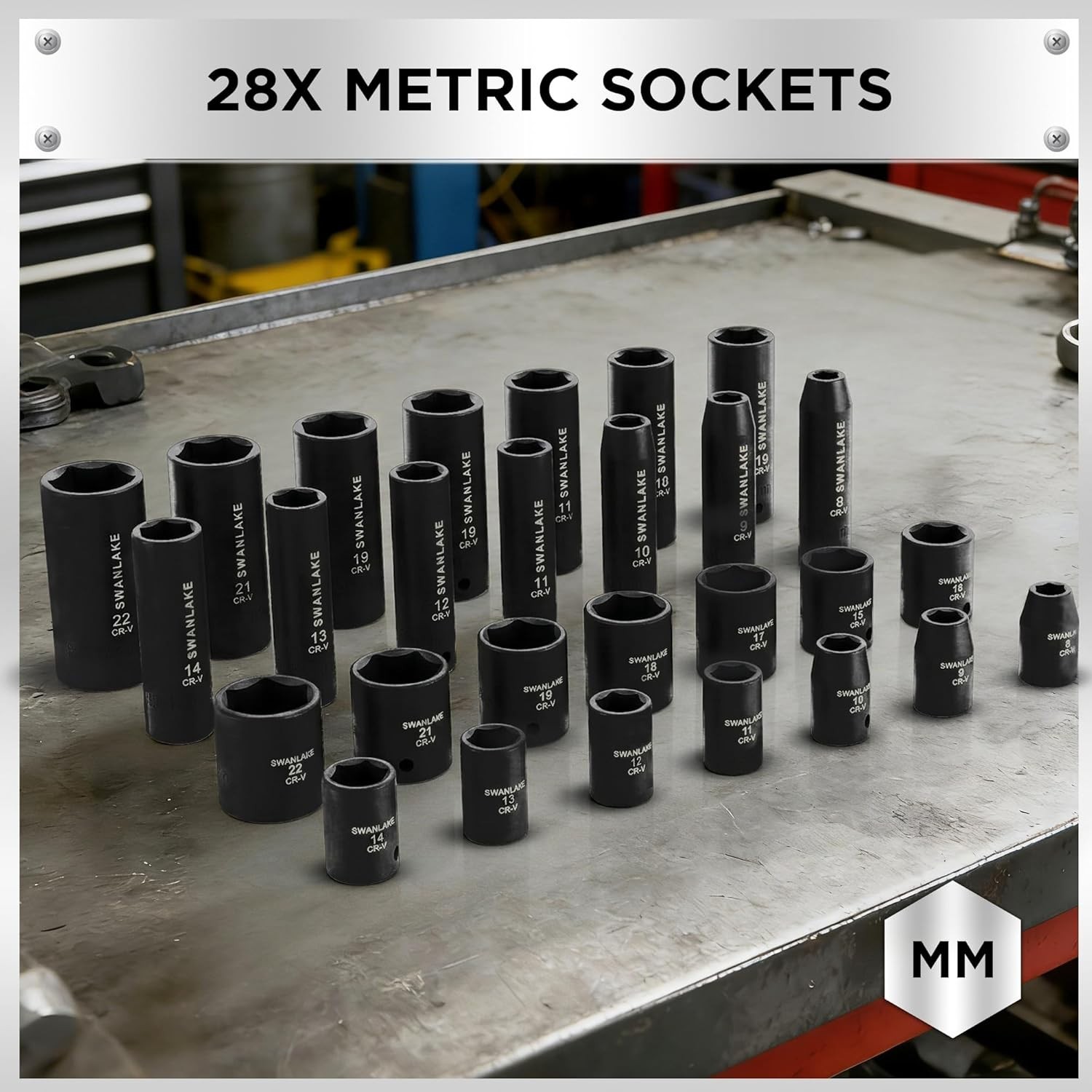 Swanlake 3/8» Drive Impact Socket Set, 50-Piece