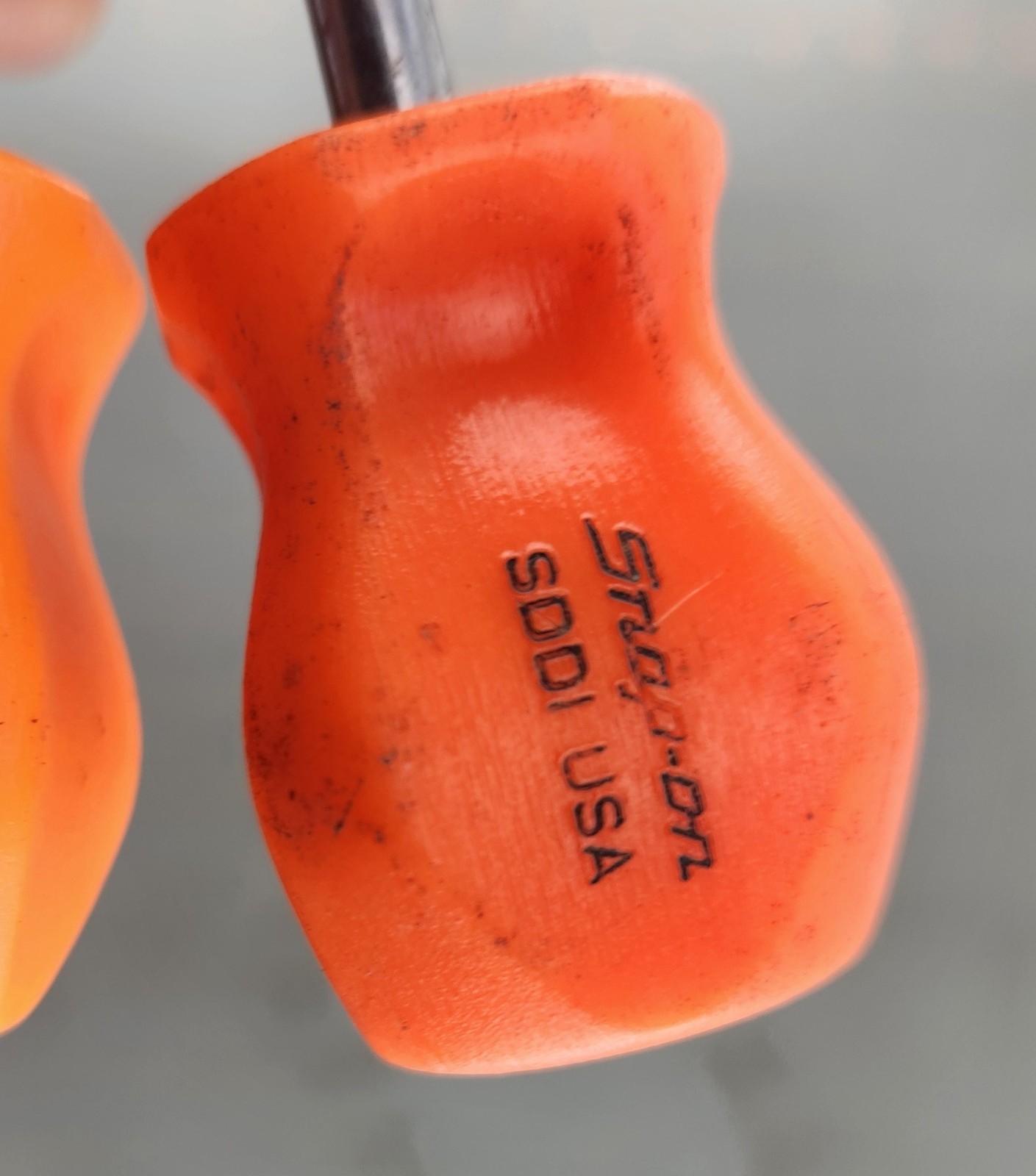 Snap On Tools Stubby Screwdriver Set PAIR of SDD1 ORANGE Hard Handle VINTAGE