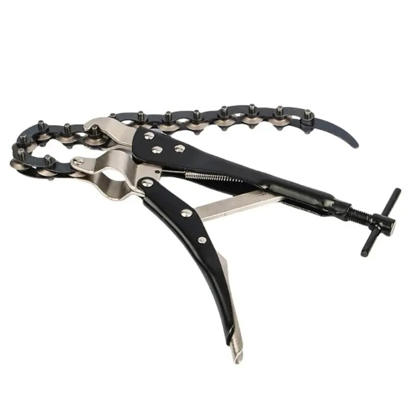 Car exhaust pipe cutter, heavy-duty multi-wheel chain gripper