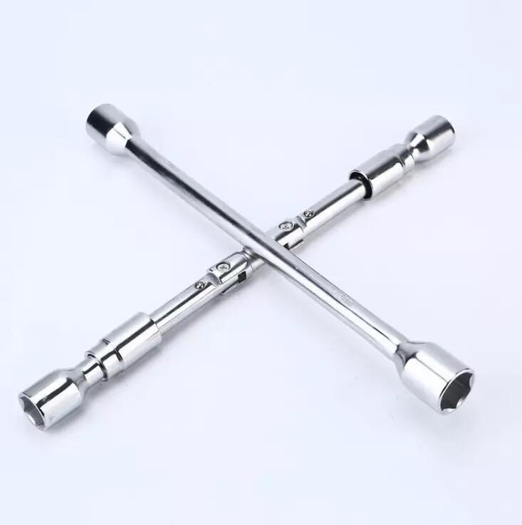 Folding Lug Wrench 4 Way Cross Wheel Spanner Car Brace Socket Nut 17 19 21 23mm