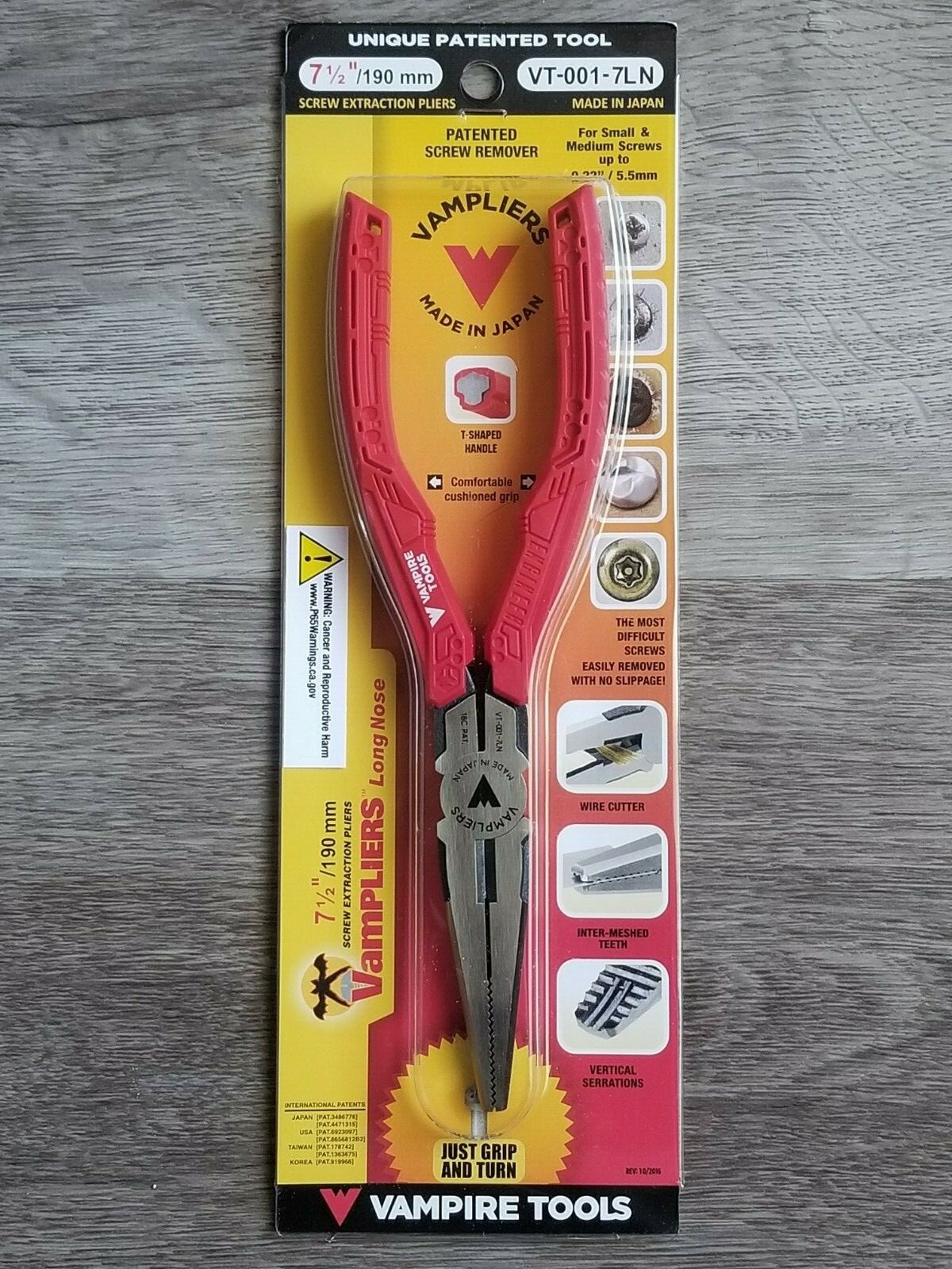 Vampire Tools Vampliers 7-1/2″ Long Nose Screw Extraction Pliers #VT-001-7LN