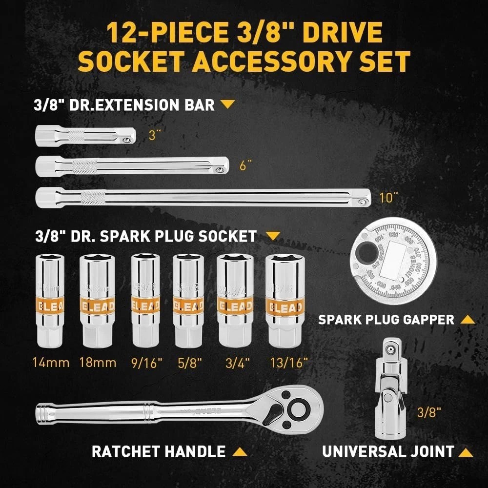 Efficient Spark Plug Socket Set – 12-Piece with Easy Identification & Storage