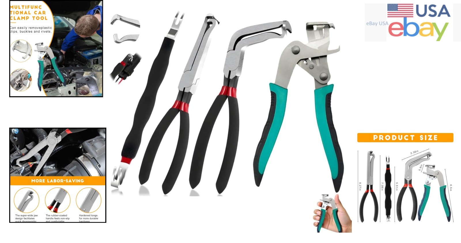 Multi-Functional Car Clip Pliers Set: High-Carbon Steel – 4 Tools Included