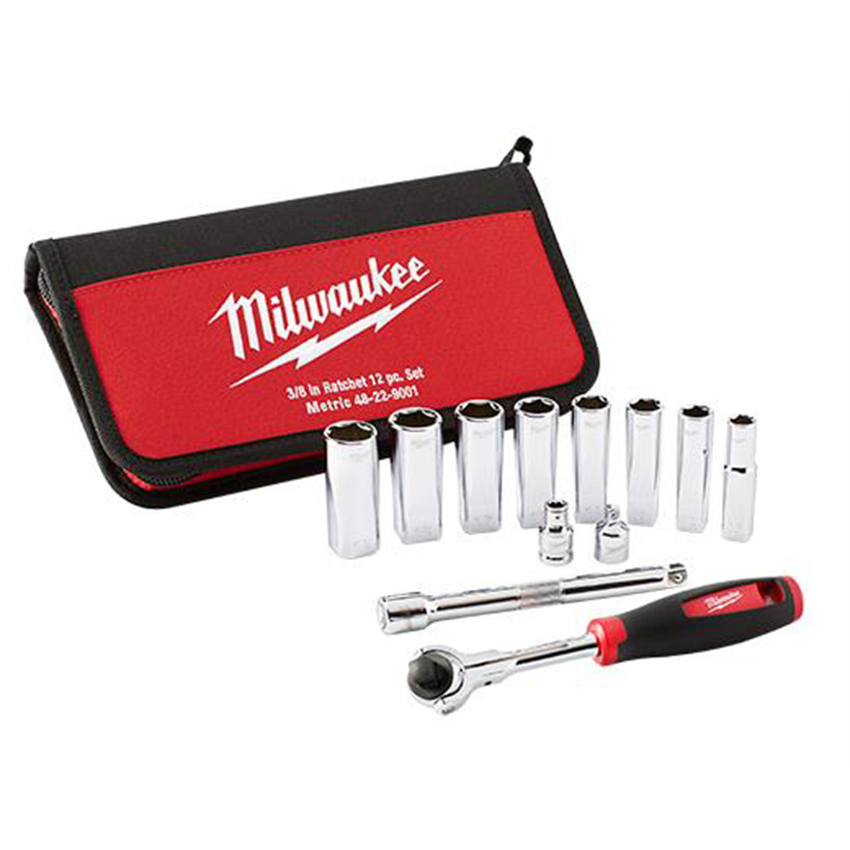 Milwaukee Tool 12pc 3/8″ Drive Metric Socket Set 48-22-9001