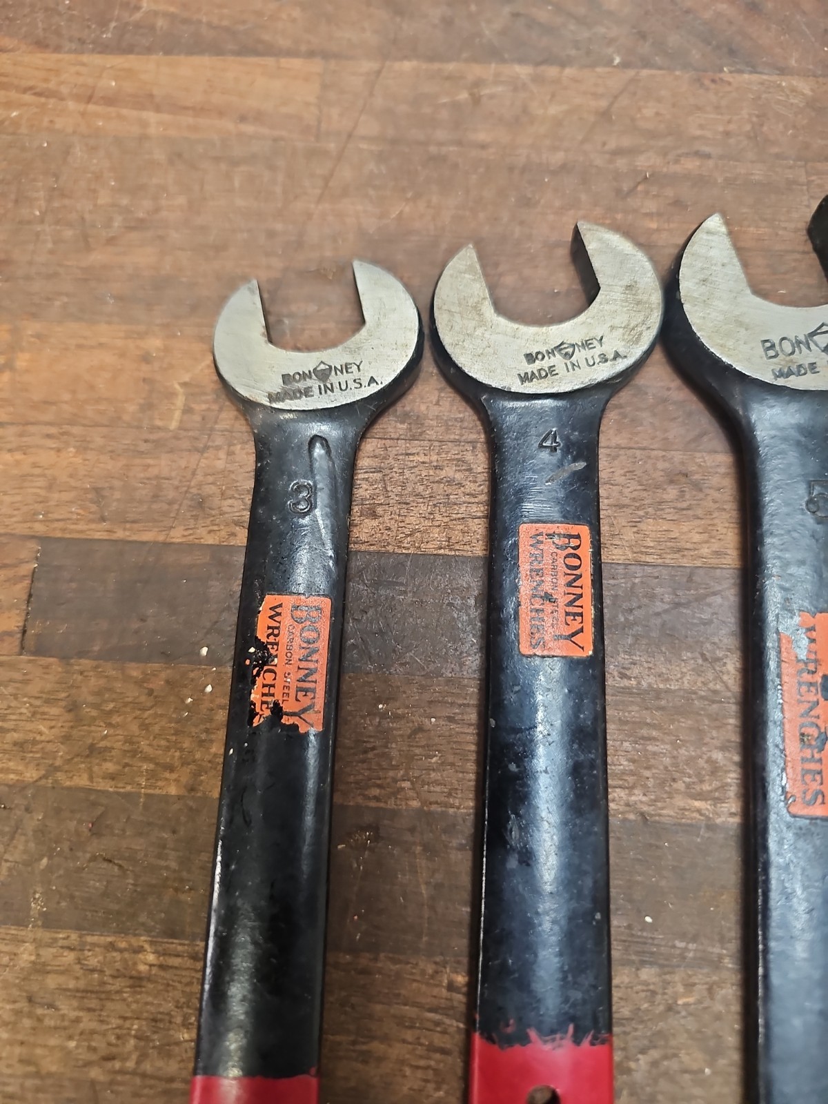 L58- Rare Vintage BONNEY Carbon Steel Engineer Wrench Set of 6 ORIGINAL LABELS