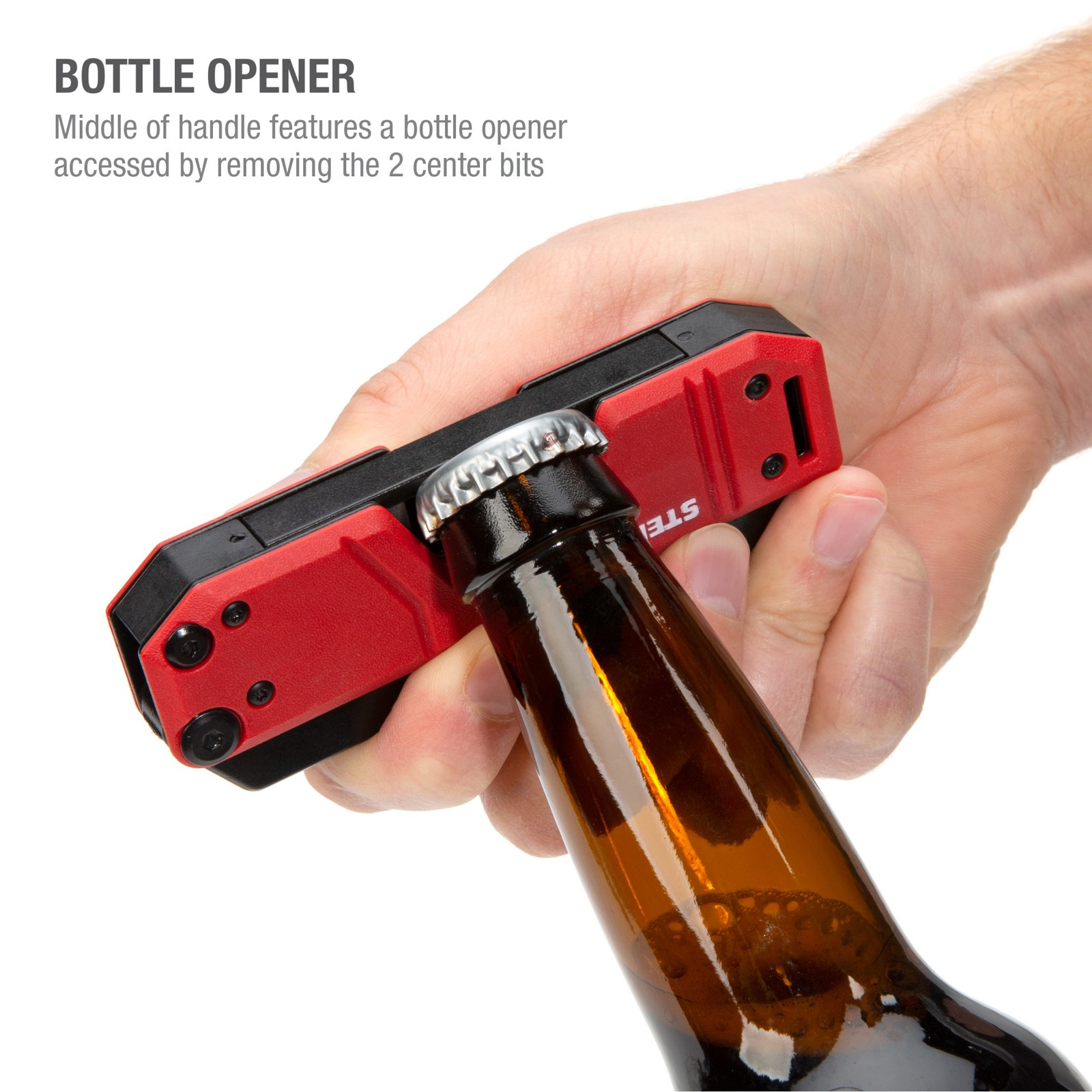 Steelman Folding Pocket Magnetic EDC Screwdriver with 8pc Bit Set, Red 60713