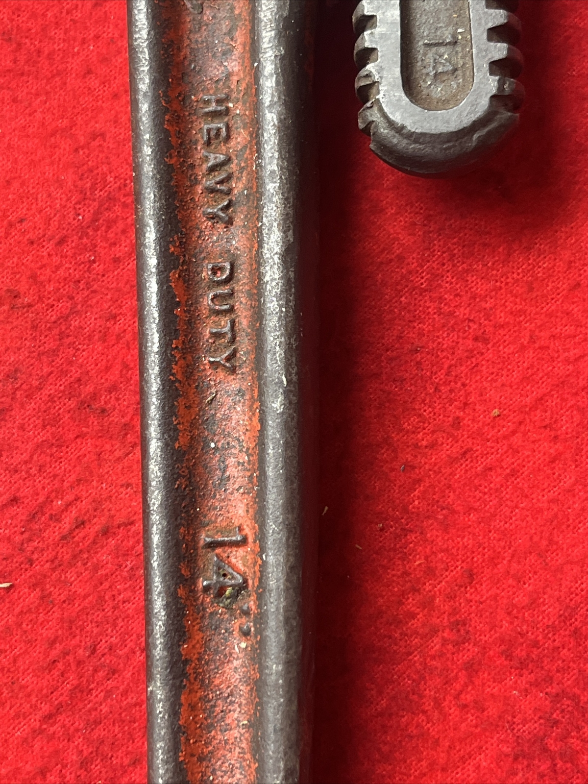 VINTAGE RIDGID HEAVY DUTY 14″ STRAIGHT PIPE WRENCH – USA (k49)