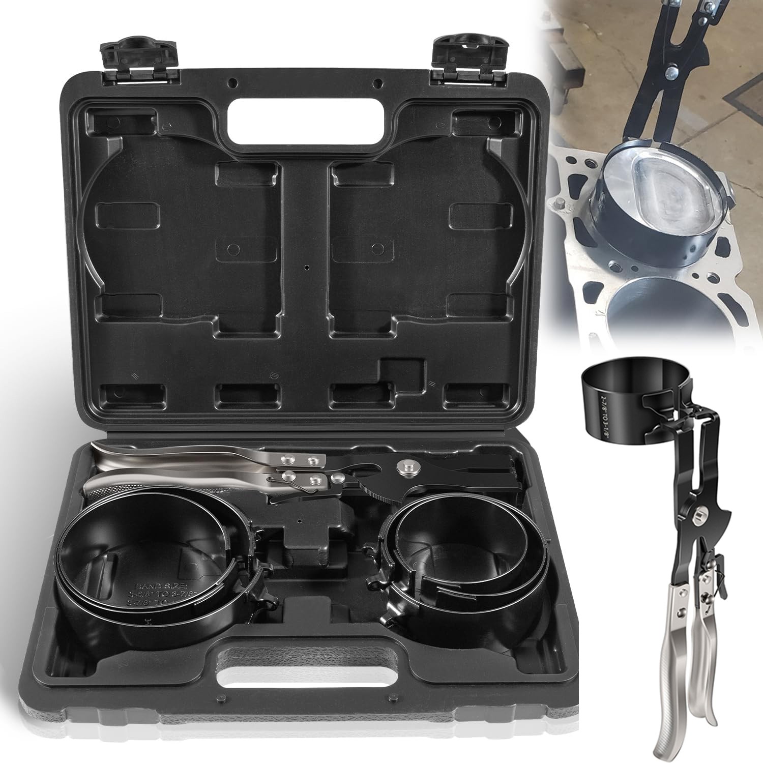 940387 Piston Ring Compressor Tool Set for Car Engine Vehicle Maintenance Clamps