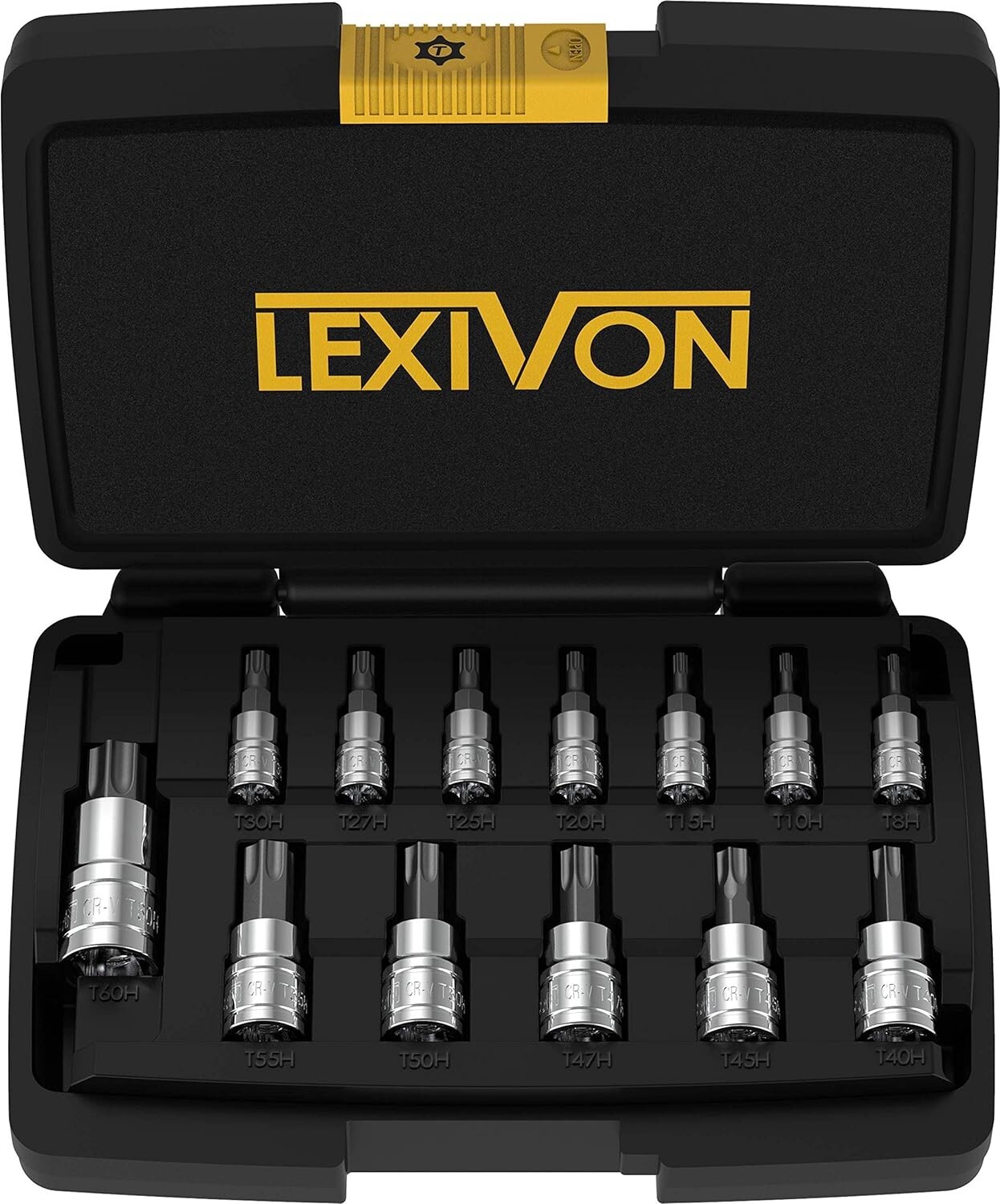 S2 Alloy Tamper-Proof Torx Bit Socket Set, 13-PC | T8-T60 Standards Compliant