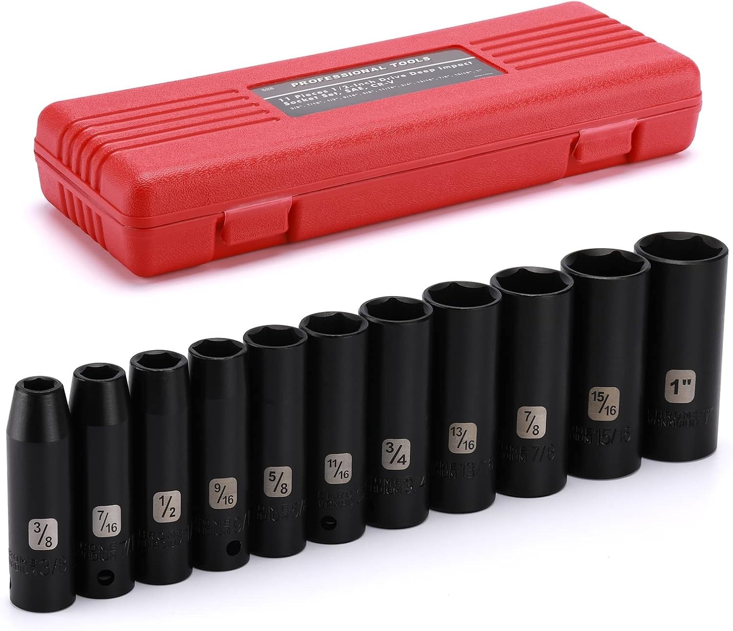 Complete 11PCS Deep Impact Socket Set – Chrome Vanadium Steel with Storage Case