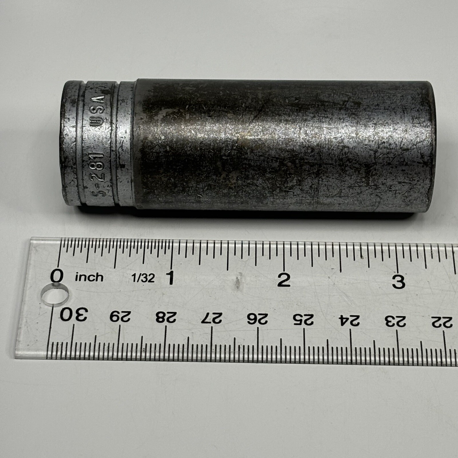 Snap On Tools S281 1/2 Dr 12Pt SAE 7/8 Flank Dr Deep Chrome Socket USA VTG 1956